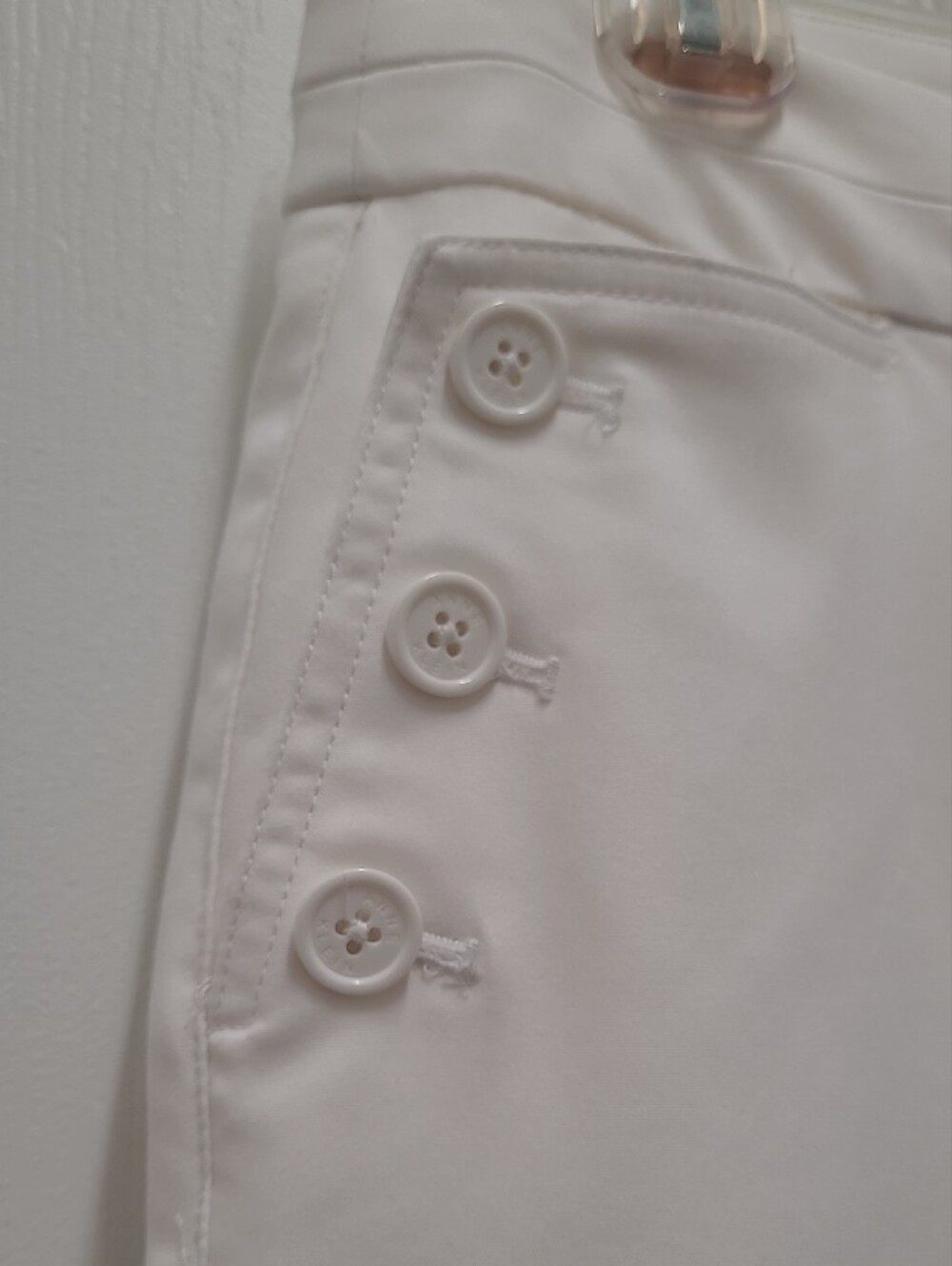 Anne Klein White Boot-Cut Dress Pants with Button Accents - Picture 3 of 7